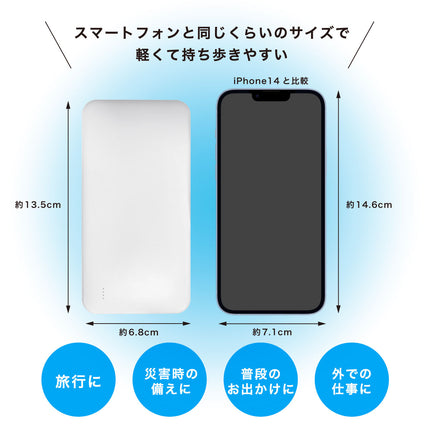 LAZOS PD対応 10000mAh モバイルバッテリー ホワイト [L-10M-W2]