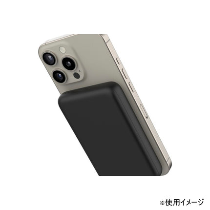 モバイルバッテリー マグネット式ワイヤレス充電対応 10000mAh ブラック [L-MBMG10-BK]