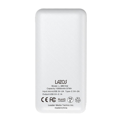 モバイルバッテリー 10000mAh 2台同時充電 ホワイト [L-MB10W]