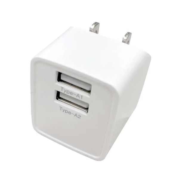 2台同時に充電できるUSB充電器 USB-A x2 ポート [HD-AC2U12WH]