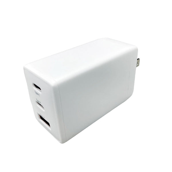 HIDISC 3台同時に急速充電できる PD65W対応 USB充電器 USB-C x2 Ax1 [HD-AC3P65WH]