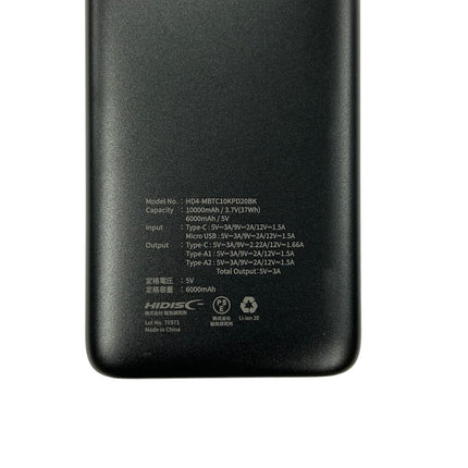 PD20W急速充電対応 モバイルバッテリー 10000mAh ブラック [HD4-MBTC10KPD20BK]
