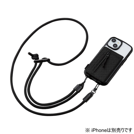 ショルダーストラップ/カードケース付/丸紐6mm/ブラック [P-STSDCDR06BK]