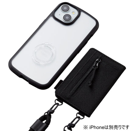 ショルダーストラップ/カードケース付/丸紐6mm/ブラック [P-STSDCDR06BK]