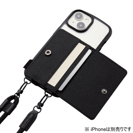 ショルダーストラップ/カードケース付/丸紐6mm/ブラック [P-STSDCDR06BK]