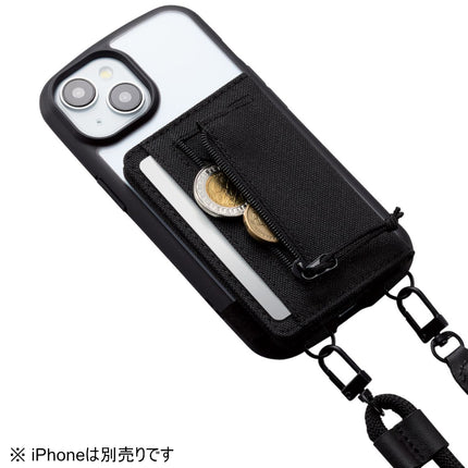 ショルダーストラップ/カードケース付/丸紐6mm/ブラック [P-STSDCDR06BK]