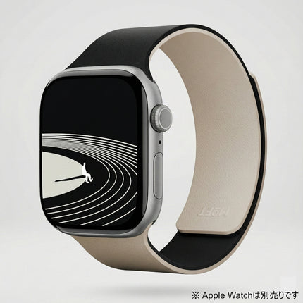 MOFT Apple Watch用マグネット式シリコンバンド 42mm ジェットブラック x サンドベージュ [MD025-1-42-JTBKBHWT]