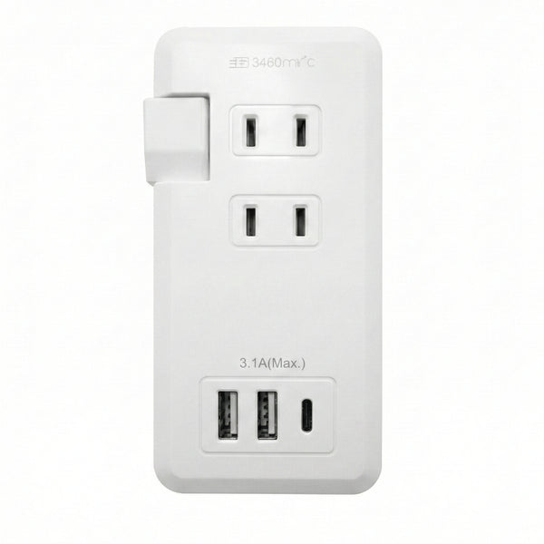 コードを収納できて持ち運びに便利！USB充電ポート付きコード巻取り式電源タップ [HD-AC2U2C131WH]