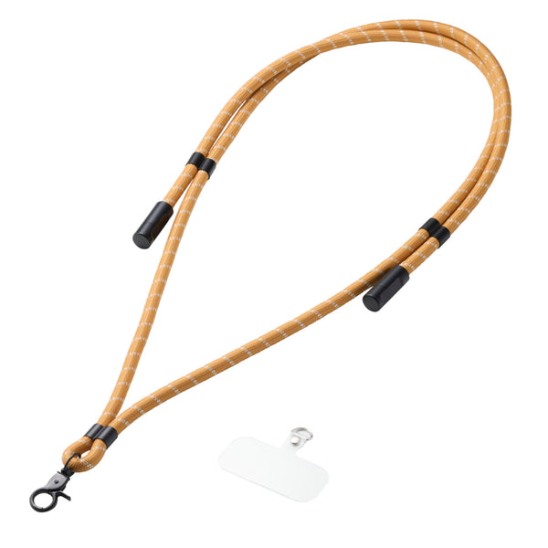 USB-C充電ケーブルショルダーストラップ イエローベージュストライプ [P-STSDH1CC08YL]