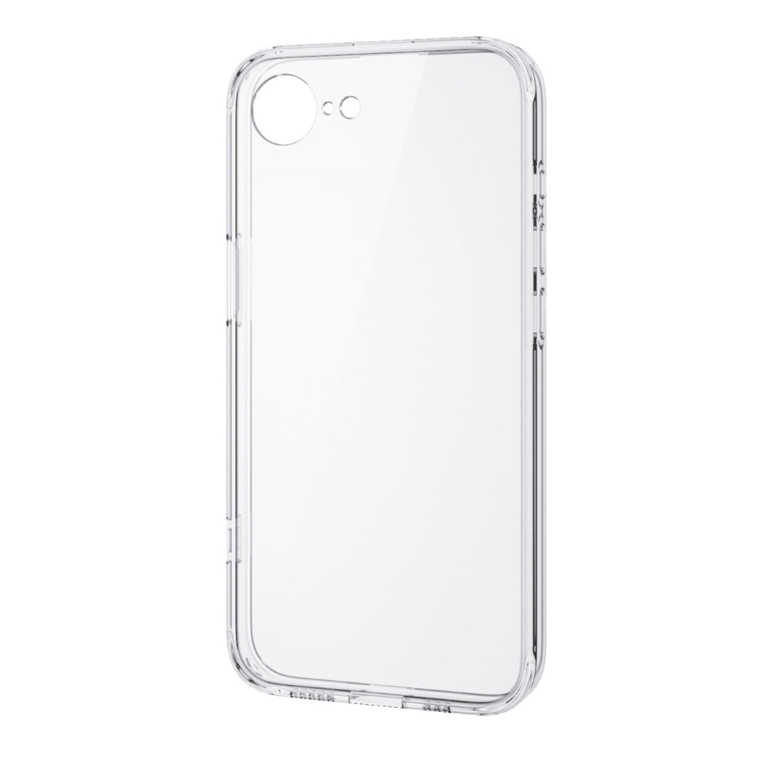 ELECOM iPhone 16e ハイブリッドガラスケース極限 メタルステッカー付