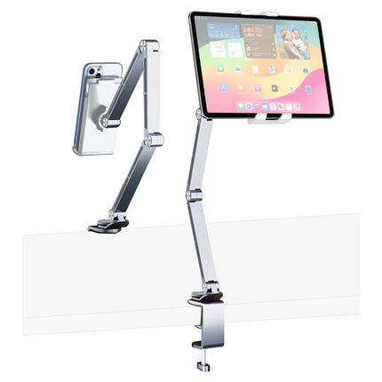iPad全機種対応 クランプ式アーム型タブレットスタンド シルバー [iPad-STD-CLP-SV]