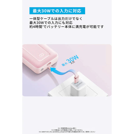 Anker  Zolo Power Bank ブラック (20000mAh, 45W, Built-In USB-Cケーブル) [A1689013]