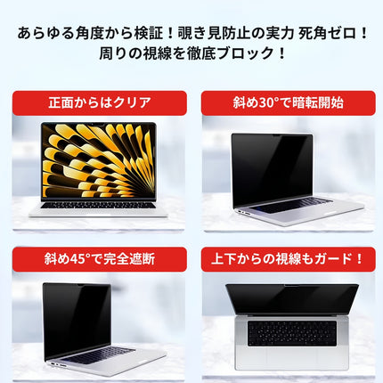 マグネット式 360°プライバシーフィルター（非光沢/マット） MacBook Air 13.6インチ M5/M4/M3/M2 [MBA13M2-Mag360]