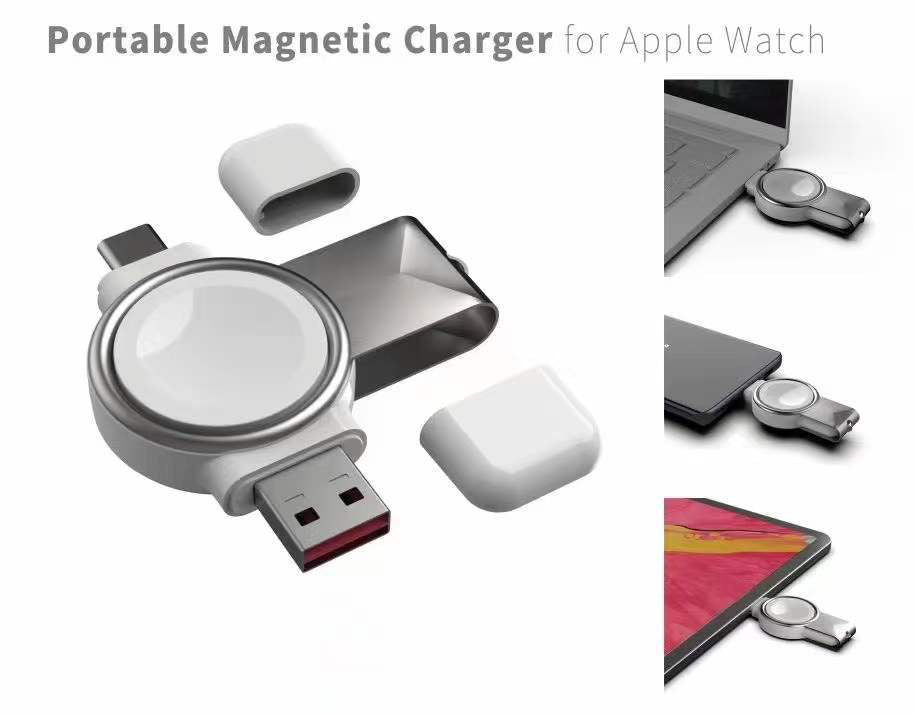 USB-A＆USB-Cポート付AppleWatchポータブル充電器 [APW-2in1Charger