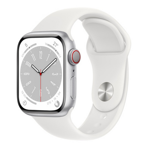 【開封済み/未使用品】 Apple Watch Series 8 / 41mm / GPS+Cellularモデル / MP4A3J/A / A2773 / シルバーアルミニウムケースとホワイトスポーツバンド [管理番号:A0380]