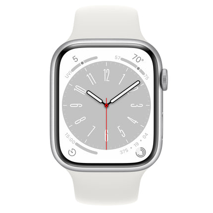 【未開封/整備済製品】 Apple Watch Series 8 / 45mm / GPS+Cellularモデル / 香港版 / A2775 / シルバーアルミニウムケースとホワイトスポーツバンド [管理番号:A0335]