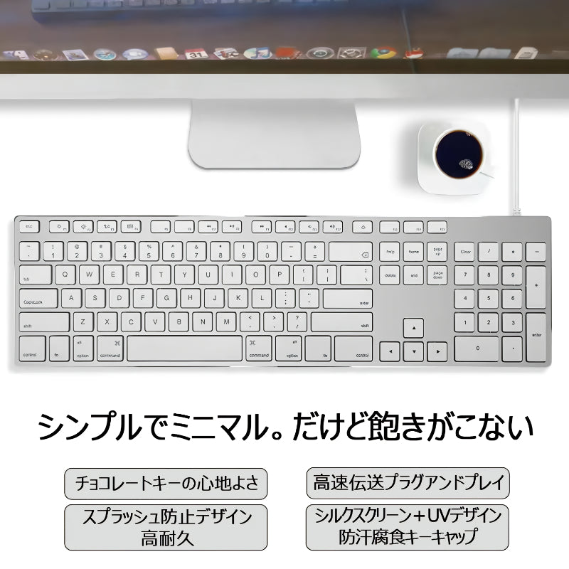 Mac用アルミキーボード英語配列 シルバー [KB-USB-AL] – 秋葉館