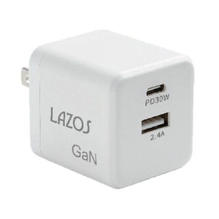 窒化ガリウム採用 GaN AC充電器 30W ホワイト [L-AC-G30]
