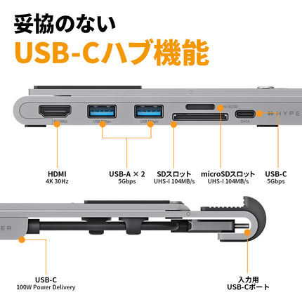 HyperDrive USBハブ付きスタンド 7in1 USB-Cハブスタンド [HP-HD71HS]