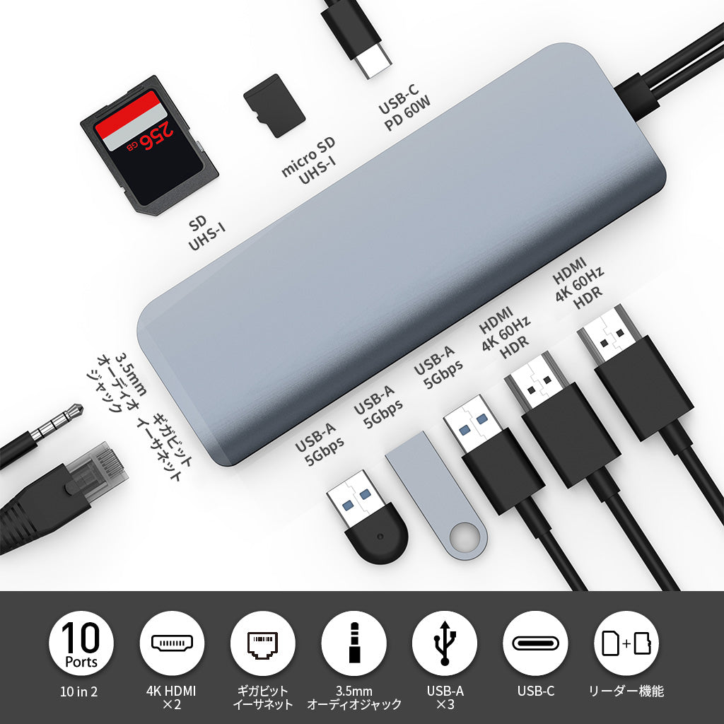 Satechi 4ポート USB-C ハブ データ転送のみ(充電や映像出力に非対応
