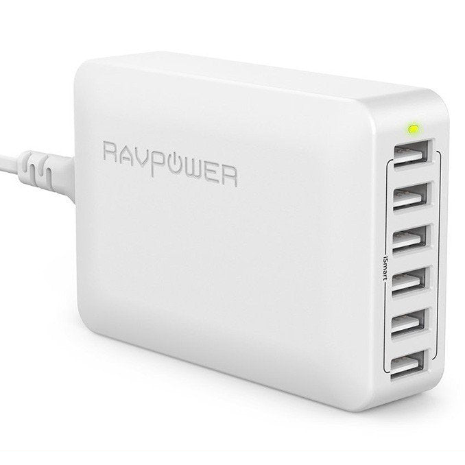 ＜箱ダメージ品＞RAVPower USB充電器 (60W 6ポート) ホワイト [RP-PC028-WH]